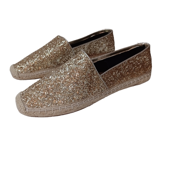 Rebecca Minkoff Espadrilles Gold Glitter Slip On Flats Womens size 8.5 - Picture 15 of 16